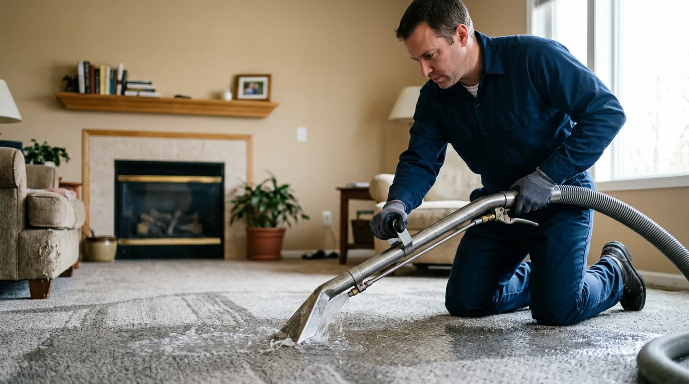Water damage restoration technician working near Harrisville, NY